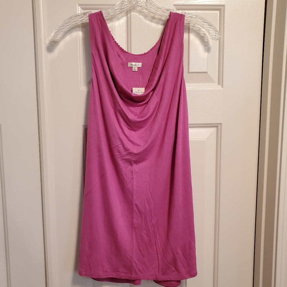 NWT Studio Y Pink Racerback tank with beaded back - Large - Picture 2 of 4